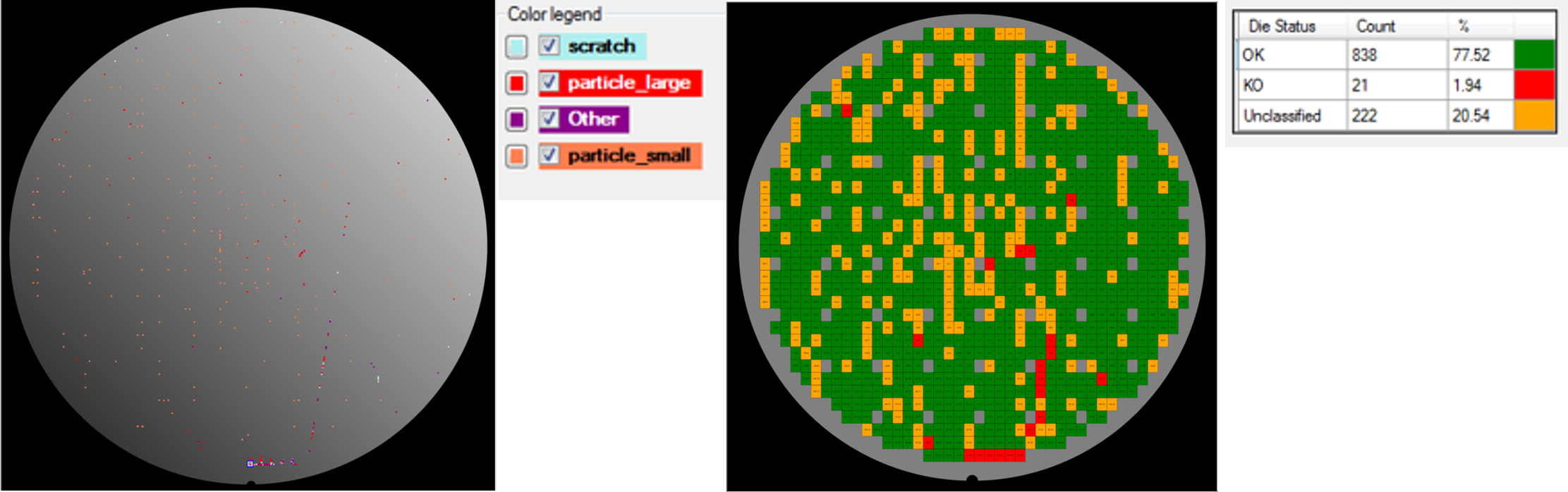BF2D inspection, defect classification (left), this quality control (right).