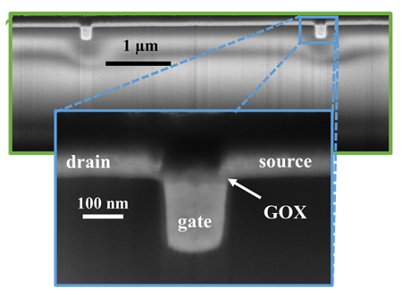 SEM cross section of CNT-FET for radio frequency applications SEM cross section of CNT-FET for radio frequency applications.