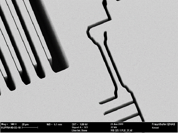 Flexible suspension with optimized stress compensation for high g application. Flexible suspension with optimized stress compensation for high g application.