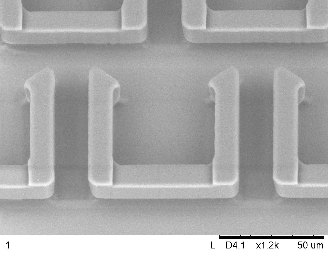SEM image of a 2.5D structure in PDMS obtained by soft lithography.