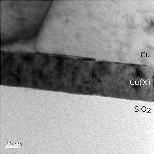 TEM image of a non-treated Cu-alloy stack.