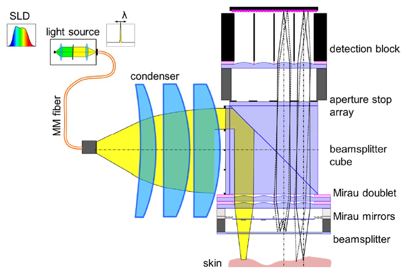 Schematic of VIAMOS OCT microsystem. Schematic of VIAMOS OCT microsystem.
