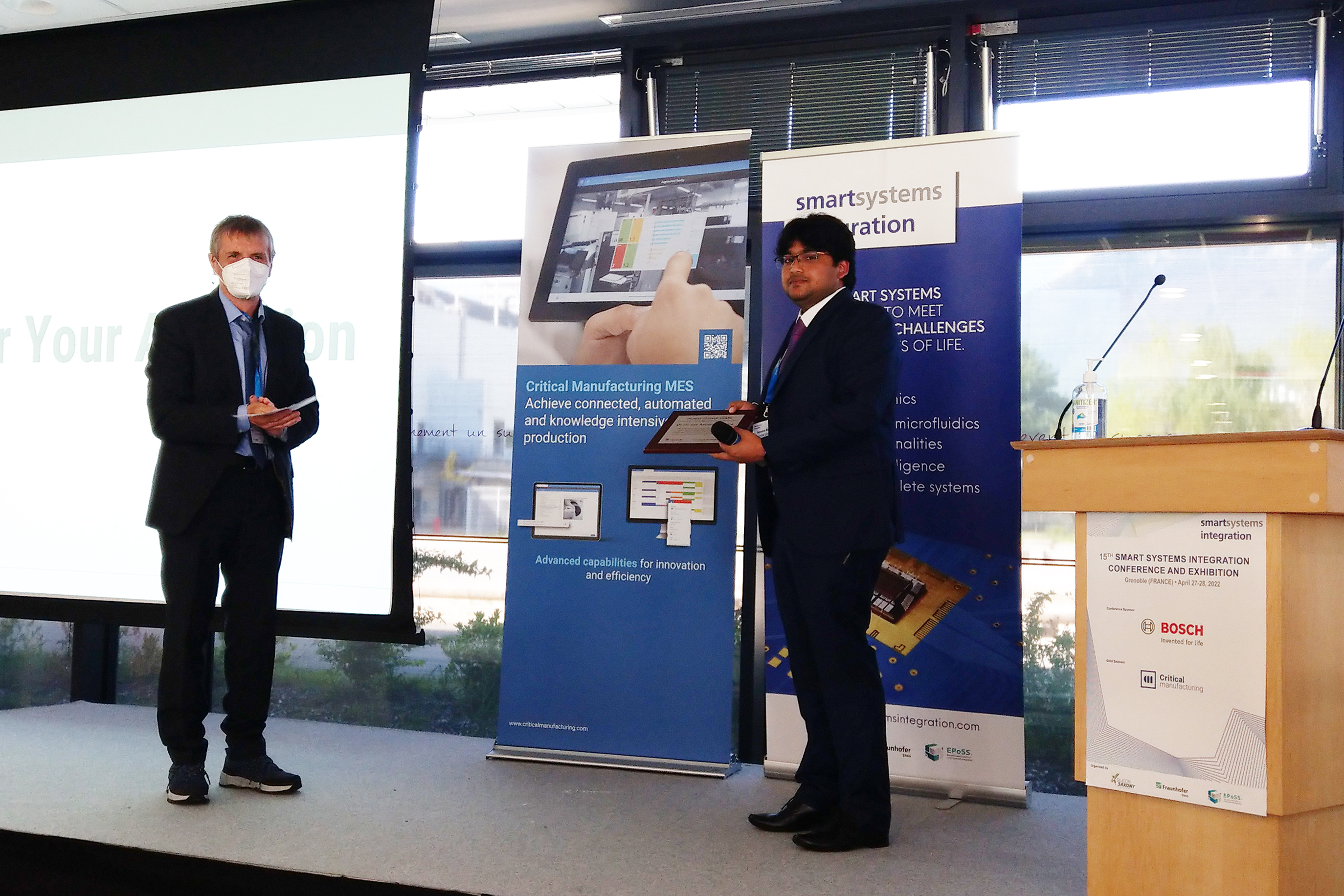 Dr. Apoorva Sharma, received the Thomas Gessner Award in Grenoble for his dissertation "Correlation Between the Structural, Optical, and Magnetic Properties of CoFeB and CoFeB Based Magnetic Tunnel Junctions Upon Laser or Oven Annealing".